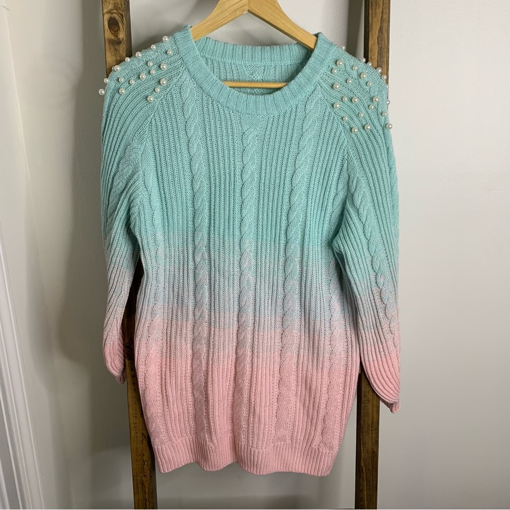 Ombré Pearl Embellished Sweater